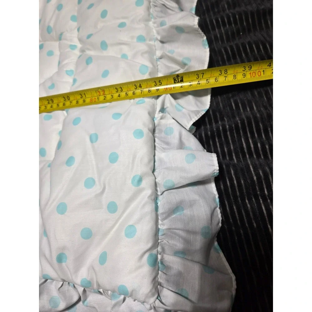 Vintage Kids Line Teddy Bear Balloons Polka Dot Baby Quilt Ruffled Aqua 35x45
